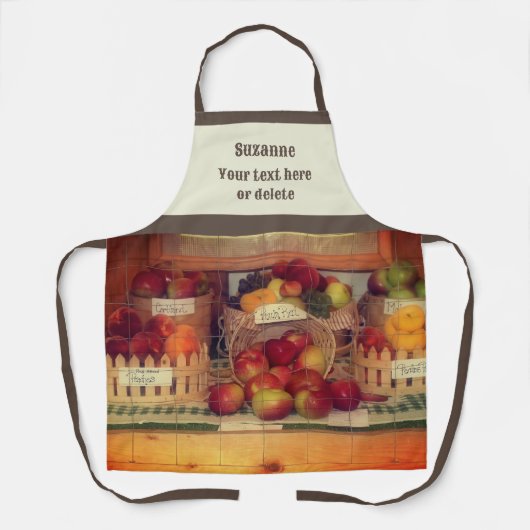 カントリーフェアフルーツディスプレパーソナライズされたイ エプロン (正面)