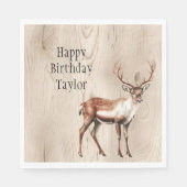 カントリーフェイクウッドディアー誕生日 スタンダードランチョンナプキン (正面)