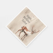 カントリーフェイクウッドディアー誕生日 スタンダードランチョンナプキン (角)
