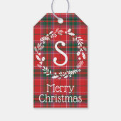 カントリーフェスティバルレッドグリーンプライド葉モノグラム ギフトタグ (正面)