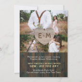 カントリーフェレ素朴ウッド彫りハート写真コージー 招待状 (正面)