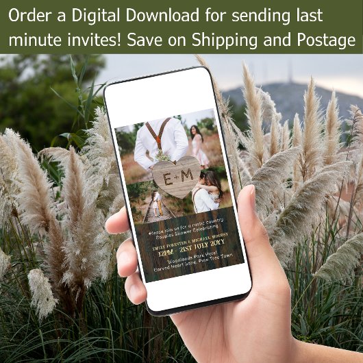 カントリーフェレ素朴ウッド彫りハート写真コージー 招待状