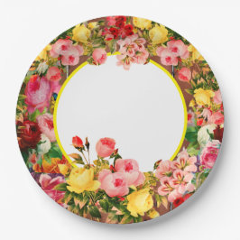 カントリーフェンスフラワーズ紙プレート ペーパープレート