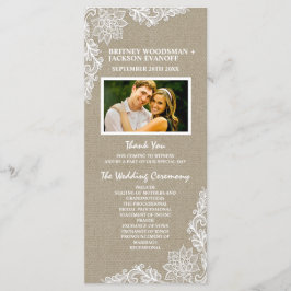 カントリーフォトバーラップとレースの結婚式 プログラム