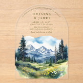 カントリーフォレストグラデ結婚ーの山の風景 アクリル招待状 (正面)