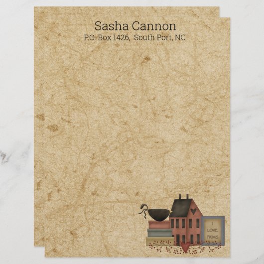 カントリーフォーカルアートレッドサルトボックス、クロウ、私はプリムスが大好き レターヘッド (正面/裏面)