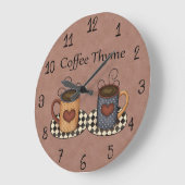 カントリーフォークアートキッチンコーヒーデザイン ラージ壁時計 (傾斜)