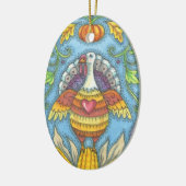 カントリーフォークアートターキーサンクスギビングオーナメント セラミックオーナメント (左)