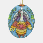 カントリーフォークアートターキー、感謝祭オーナメントランド セラミックオーナメント (右)