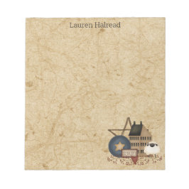 カントリーフォークアートマスタードサルトボックスシープデコ ノートパッド