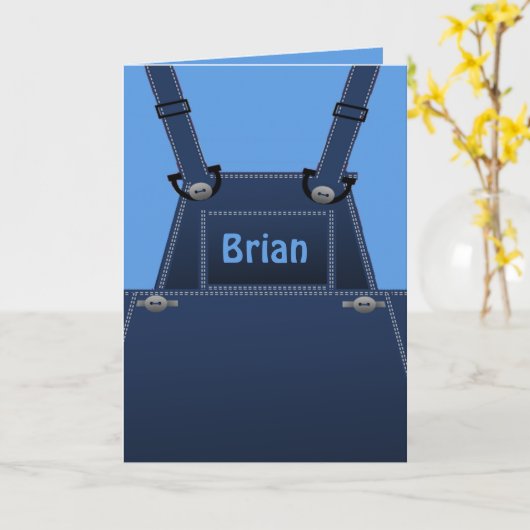 カントリーフォークブルーオーバーオーカスタムルズ カード (黄色い花)