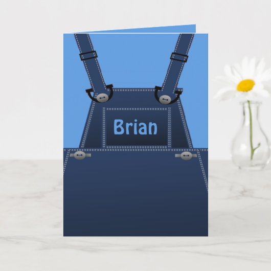 カントリーフォークブルーオーバーオーカスタムルズ カード (小さな植物)