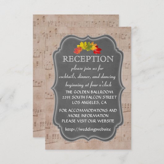 カントリーフォール ミュージックシート 受付 封筒 招待状 (正面/裏面)