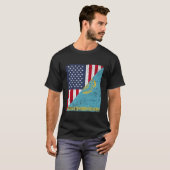 カントリーフラッグハーフアメリカ半カザフスタン Tシャツ (正面フル)