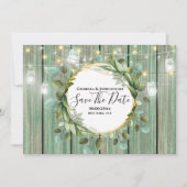 カントリーフラワーウッドのメイソンの弦の光のビーチ セーブザデート (正面)