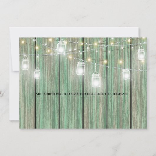 カントリーフラワーウッドのメイソンの弦の光のビーチ セーブザデート (裏面)