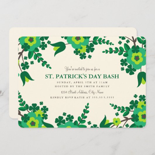 カントリーフラワーズセントパトリックズデイ招待状 招待状 (正面/裏面)