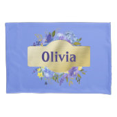 カントリーフラワーズブルーパープルフローラ&金ゴールド 枕カバー (正面左)