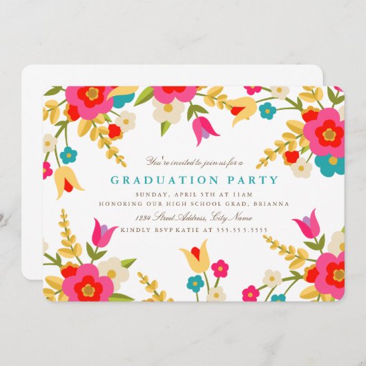 カントリーフラワーズ卒業パーティー招待状 招待状 (正面/裏面)