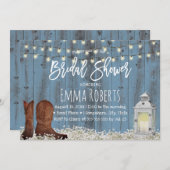 カントリーフラワーズ&ランタンダスティブルーブライダルシャワー 招待状 (正面/裏面)