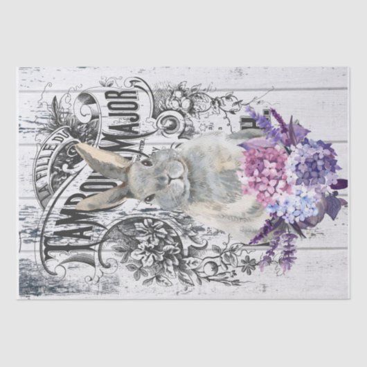 カントリーフランスのアジサイフローラウサギ 薄葉紙 (正面)