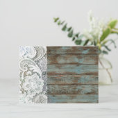 カントリーフランスのシックなバーンドウッドとレース 招待状 (スタンド正面)