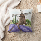 カントリーフランスのデコールウィンドミル&ラベンダーフィールド クッション (ブランケット)