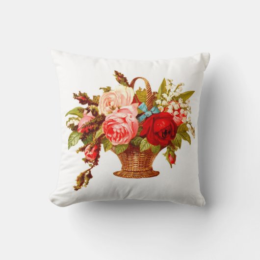 カントリーフランスのデコールヴィンテージバラ クッション (正面)