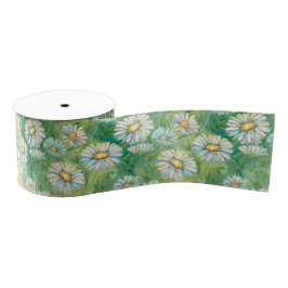 カントリーフランスのデコール水彩カモミール花 グログランリボン