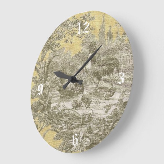 カントリーフランスのトイレルースターバタープリント時計 ラージ壁時計 (傾斜)