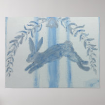 カントリーフランスのバニーラビットアートプリントポスター