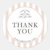 カントリーフランスのピンクストライプのベーカリーのロゴ ラウンドシール (正面)