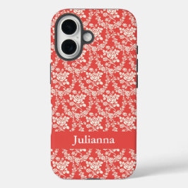 カントリーフランスのファームハウスレッドフローラパーソナライズされた iPhone 16ケース