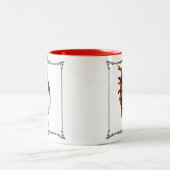 カントリーフランスのファームハウスロースターレッドブラック金ゴールド ツートーンマグカップ (中央)