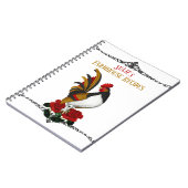 カントリーフランスのファームハウスロースターレッドブラック金ゴールド ノートブック (左側)