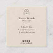 カントリーフランスのブルーストライプのベーカリーのロストライプのゴ スクエア名刺 (裏面)