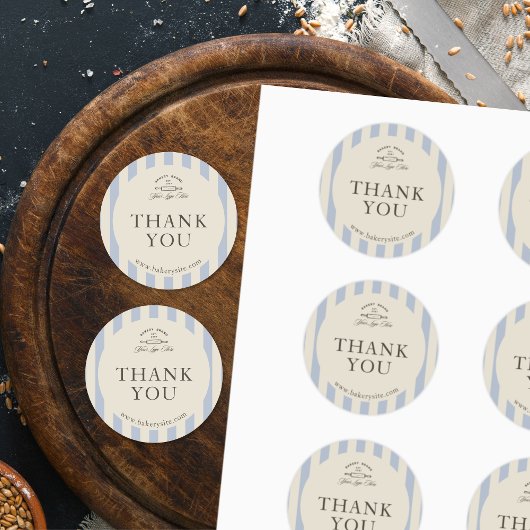 カントリーフランスのブルーストライプのベーカリーのロストライプのゴ ラウンドシール