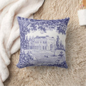 カントリーフランスのブルートイレピロー – ガーデンシーン クッション (ブランケット)