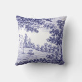 カントリーフランスのブルートイレピロー – ガーデンシーン クッション (裏面)