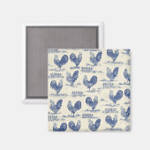 カントリーフランスのブルーロスターズ冷蔵庫用マグネット マグネット (正面/裏面)