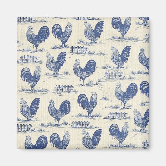 カントリーフランスのブルーロスターズ冷蔵庫用マグネット マグネット (正面)