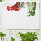 カントリーフランスのホームデコーレッドルースター キッチンタオル (折り畳み)