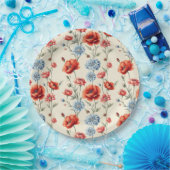 カントリーフランスのポピーとダリアトイレ ペーパープレート (パーティー)