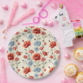 カントリーフランスのポピーとダリアトイレ ペーパープレート (パーティー)