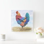 カントリーフランスのロスターアクリル壁時計 スクエア壁時計 (ホーム)