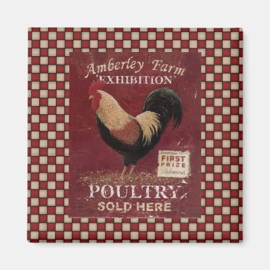 カントリーフランスのロスターサイン冷蔵庫用マグネット マグネット (正面)