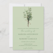 カントリーフランスのローズマリーTwine'sのスプリ結婚グ 招待状 (正面)