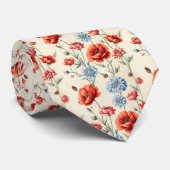カントリーフランスの・ポピーとダリア ネクタイ (ロール)