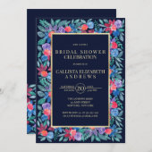 カントリーフローラいちご水彩ブライダルシャワー 招待状 (正面/裏面)