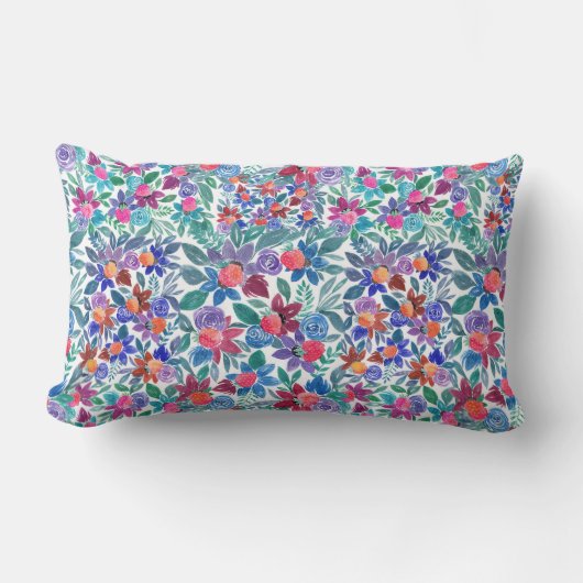 カントリーフローライチゴ水の色パターン ランバークッション (正面)